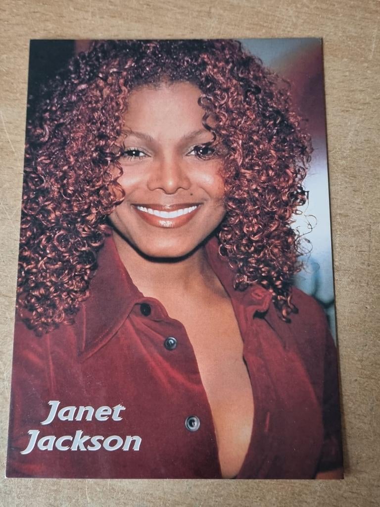 Ansichtkaart reclamekaart Janet Jackson, Verzamelen, Ophalen of Verzenden, Foto of Kaart