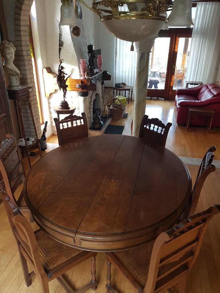 Antieke tafel met 6 stoelen, Antiek en Kunst, Ophalen