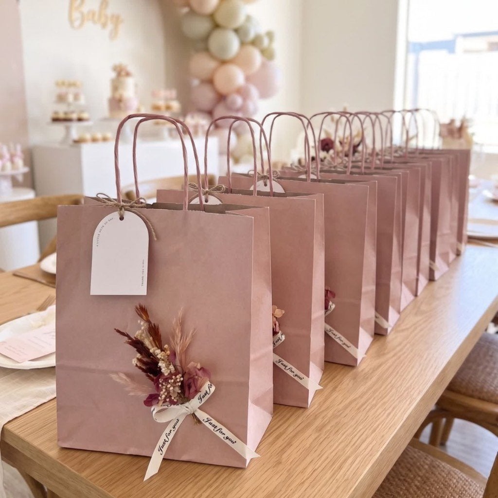 5x oud roze kraft cadeautas babyshower, Desert Rose, Trompstraat 5 2041jb zandvoort, Info@desert-rose.nl, Nieuw