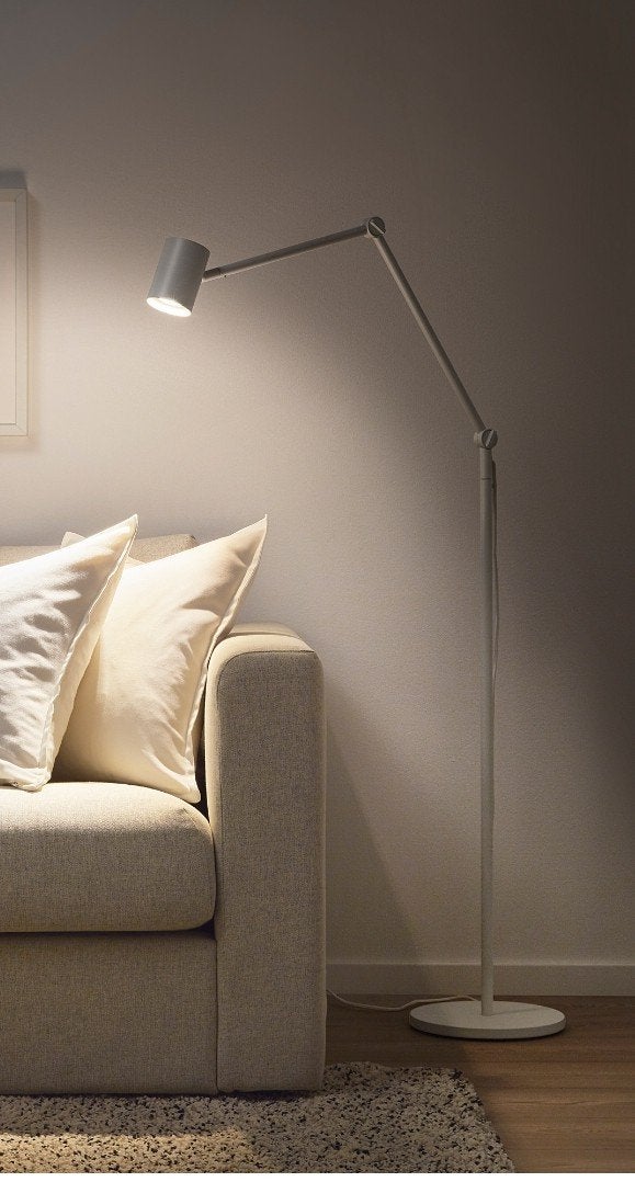 IKEA Nymåne staande/leeslamp - wit,incl. ledspot, in zeer go, Ophalen, GU10, Zo goed als nieuw, Metaal