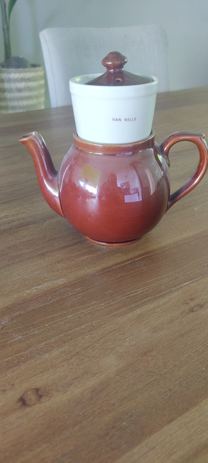 Vintage Van Nelle koffie/theepotje met porseleinen filter, Ophalen