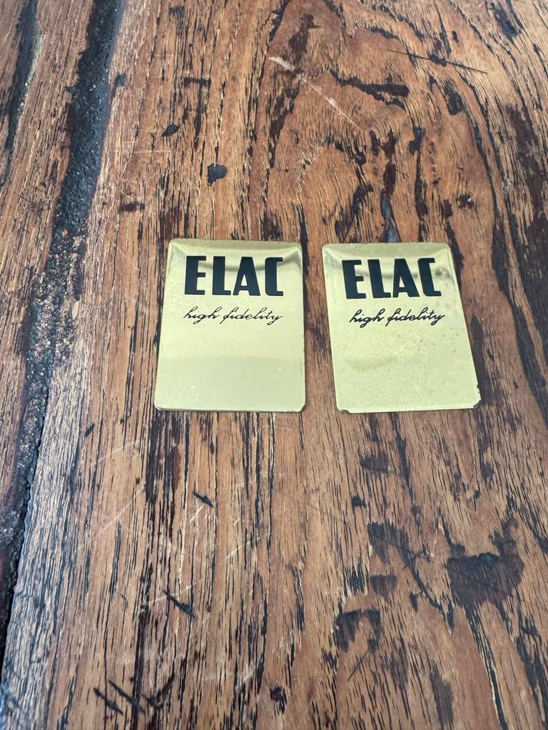 Elac luidspreker logo's - Set van 2, Ophalen of Verzenden, Gebruikt, Overige typen, Overige merken