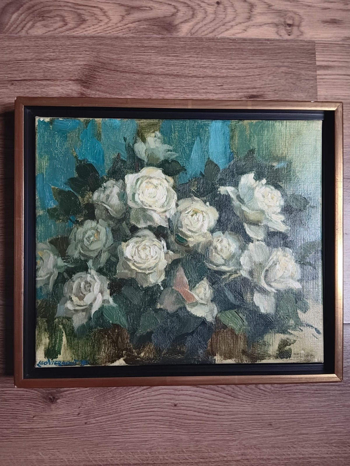 Leo Vierhout '91, Antiek en Kunst, Kunst | Schilderijen | Klassiek, Bloemen, Ingelijst, Ophalen of Verzenden, Olieverf