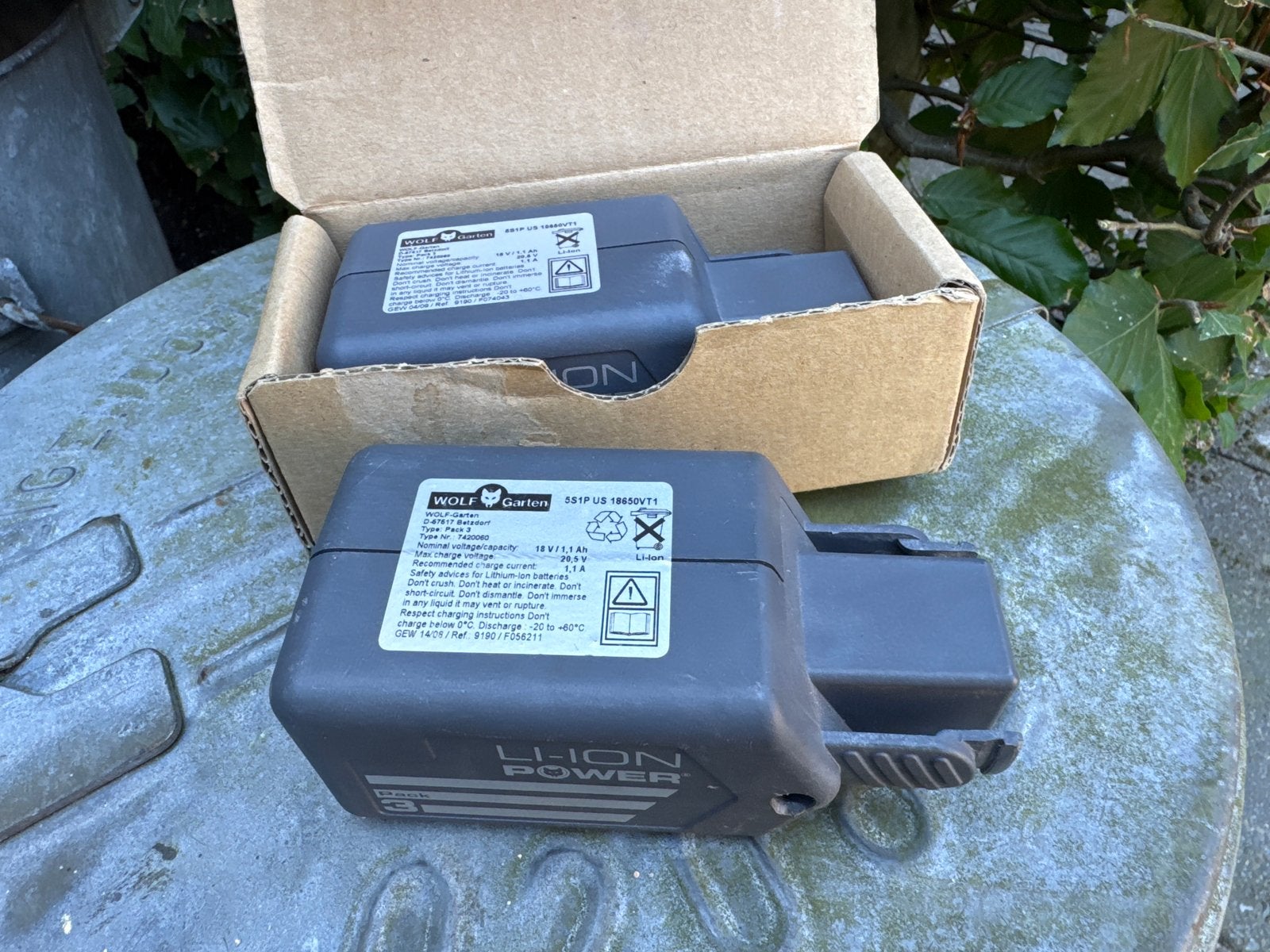 Twee nieuwe Wolf-Garten accu's voor heggenschaar (18V, 1.1Ah, Ophalen, Nieuw