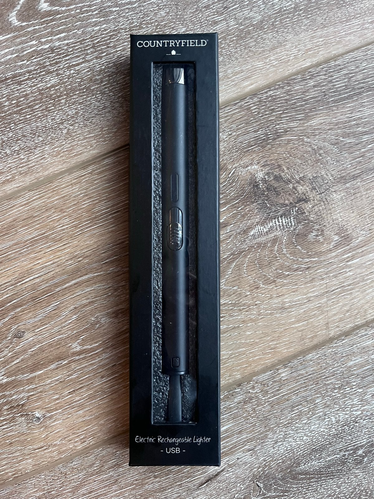 COUNTRYFIELD Oplaadbare USB Aansteker, Zwart, Ophalen of Verzenden, Zo goed als nieuw, Metaal