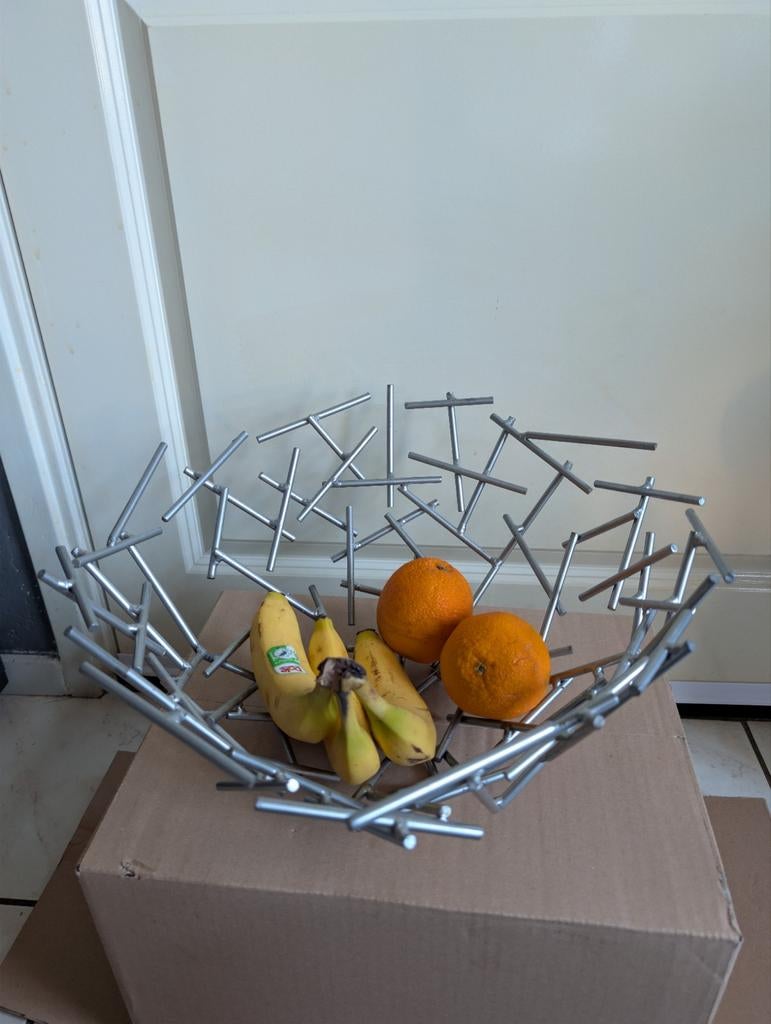 Moderne design fruitschaal  alessi blow up style metaal, Ophalen of Verzenden