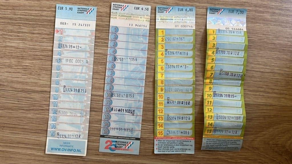 Nationale strippenkaart blauw (EUR) 4x, Verzamelen, Spoorwegen en Tramwegen, Ophalen, Gebruikt, Bus of Metro, Overige typen