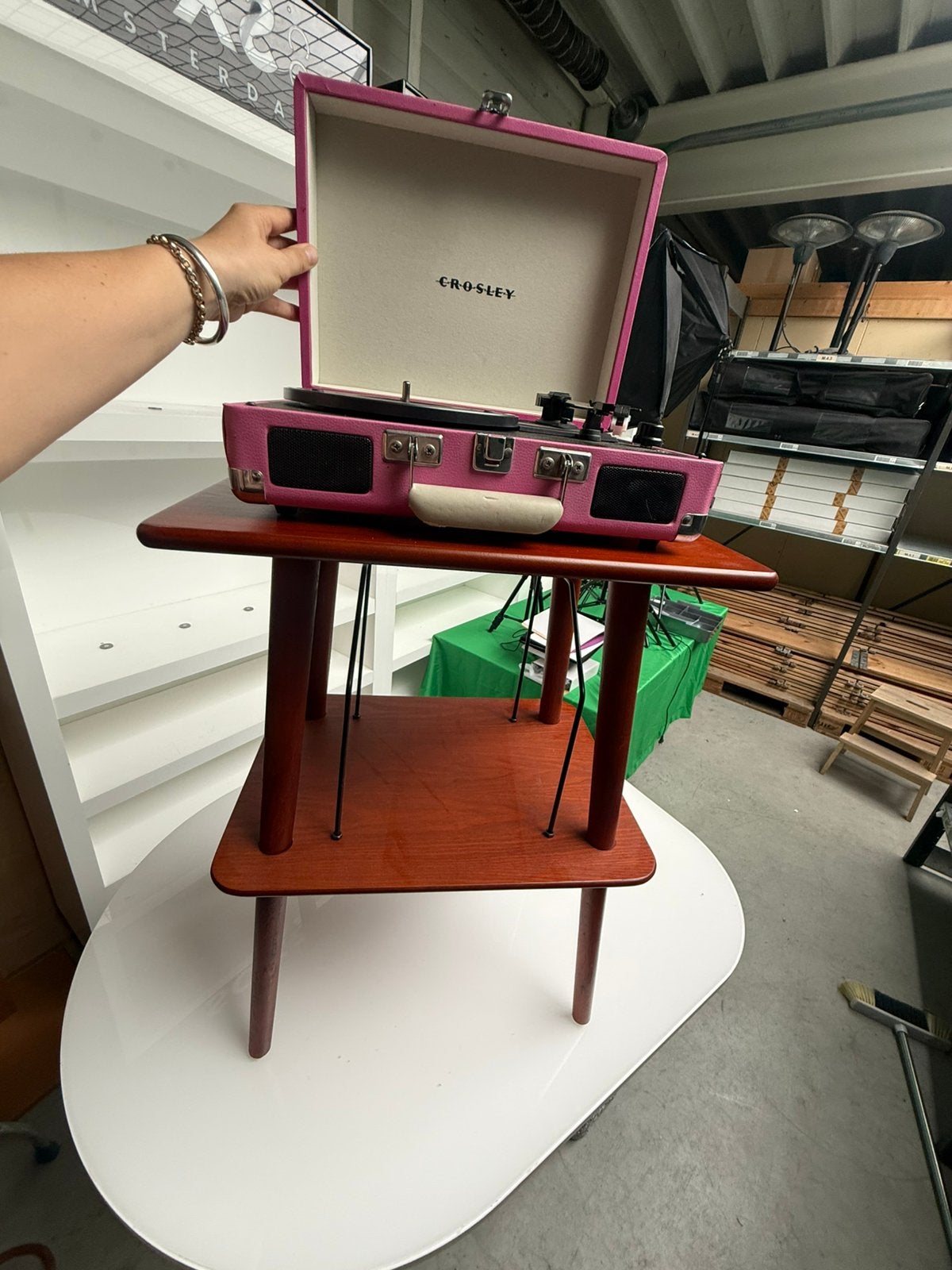 Prachtige Platenspeler Set Roze Crosley, Houten Tafeltje, Ophalen of Verzenden, Zo goed als nieuw, 50 tot 100 cm, Minder dan 100 cm