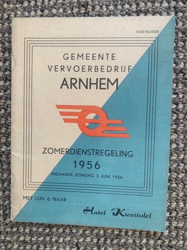 Dienstregeling Gemeente vervoerbedrijf Arnhem., Verzamelen, Spoorwegen en Tramwegen, Ophalen of Verzenden, Zo goed als nieuw, Bus of Metro