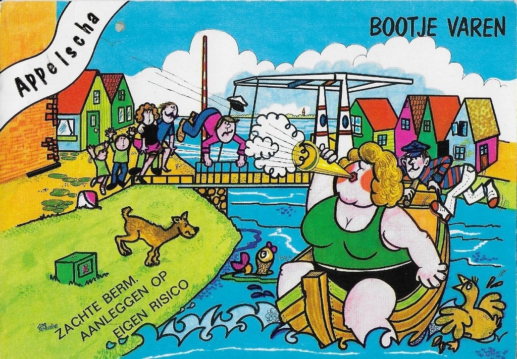 Ch916 Gelopen ansichtkaart Appelscha Bootje varen, Verzamelen, Ophalen of Verzenden, 1980 tot heden, Gelopen