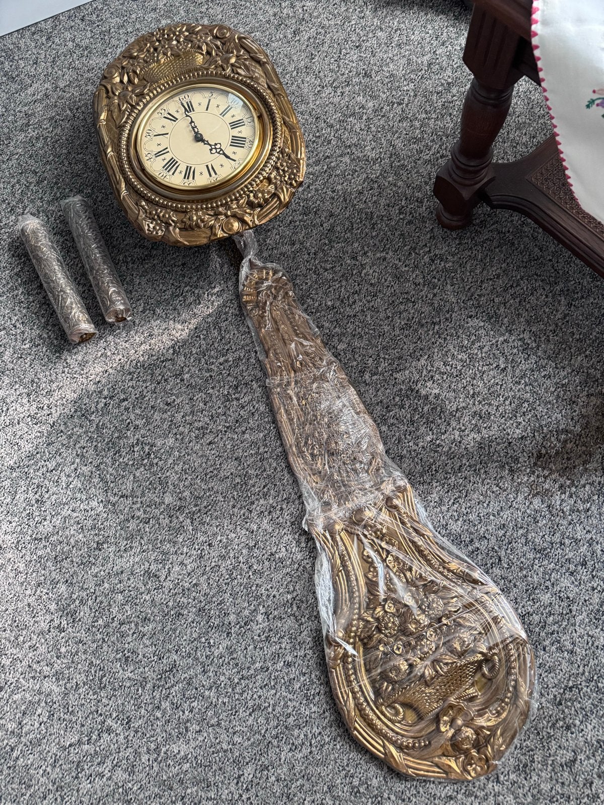Oude Franse Stijl Pendule Wandklok met Slinger en Gewichten, Ophalen