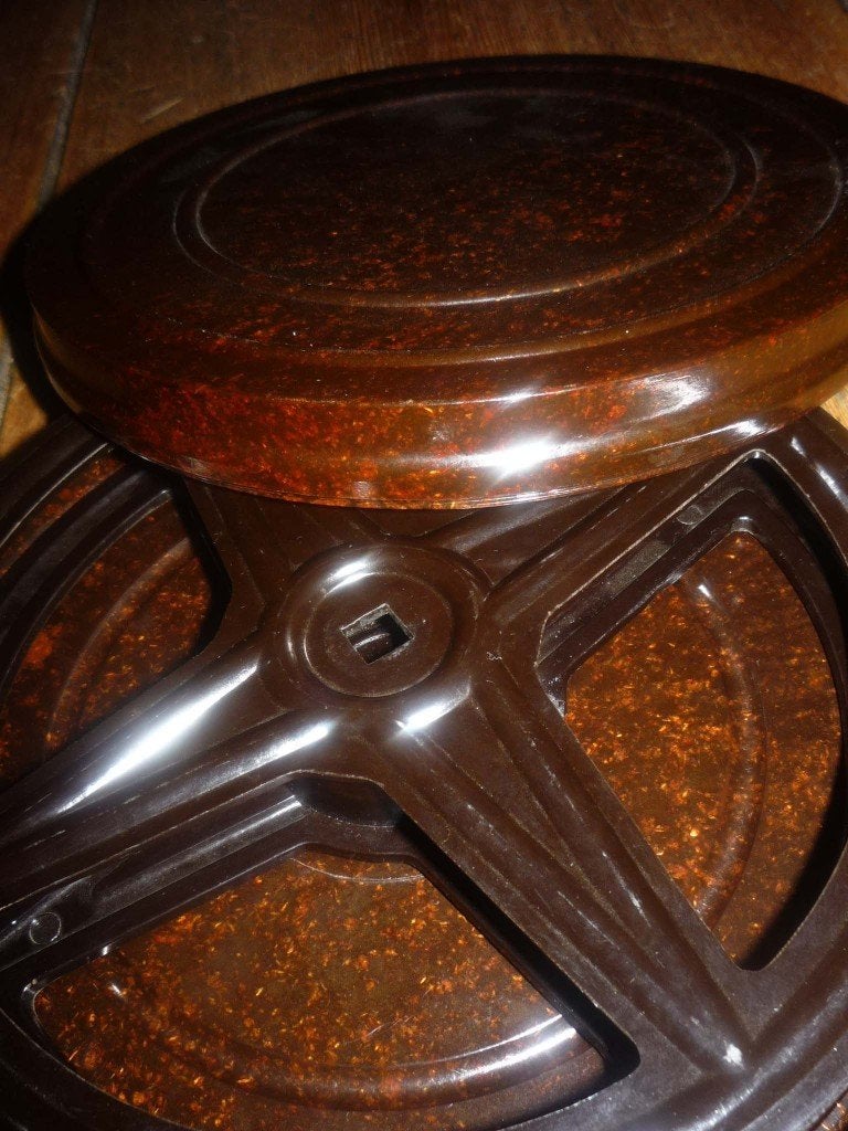 16mm film oud splitspoeltje doos diamtr 18cm - bakeliet, Ophalen of Verzenden, 16mm film