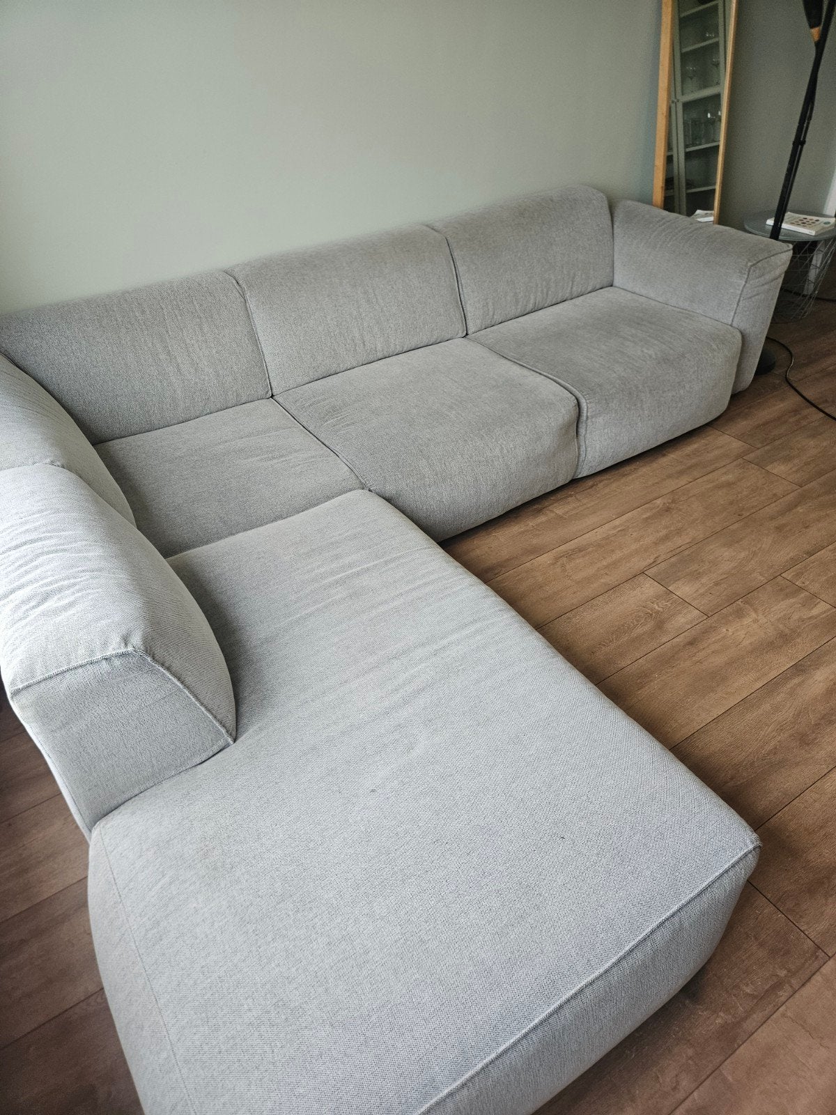 Grijze hoekbank 265x285, Huis en Inrichting, Banken | Bankstellen, Ophalen, 250 tot 300 cm, Gebruikt, 100 tot 125 cm