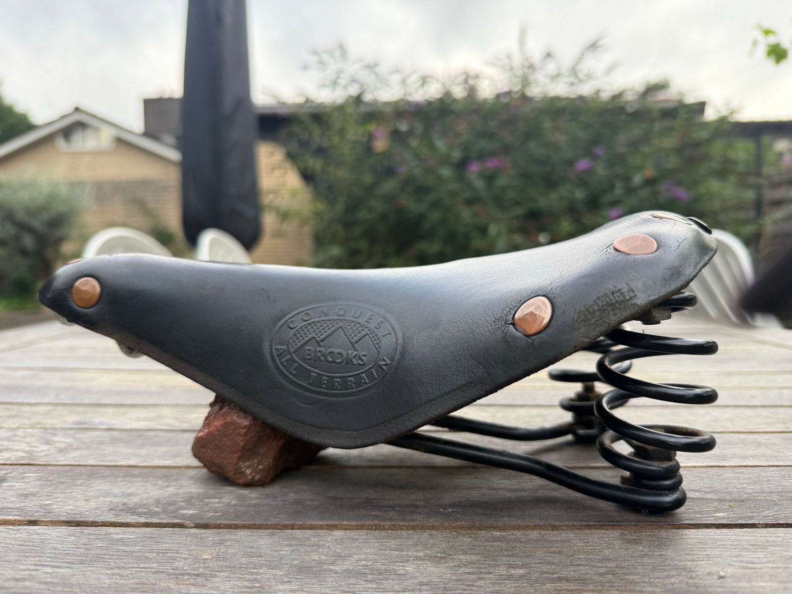 Brooks Conquest All Terrain fietszadel - Leer met veren, Gebruikt, Leer, Ophalen of Verzenden, Zadel