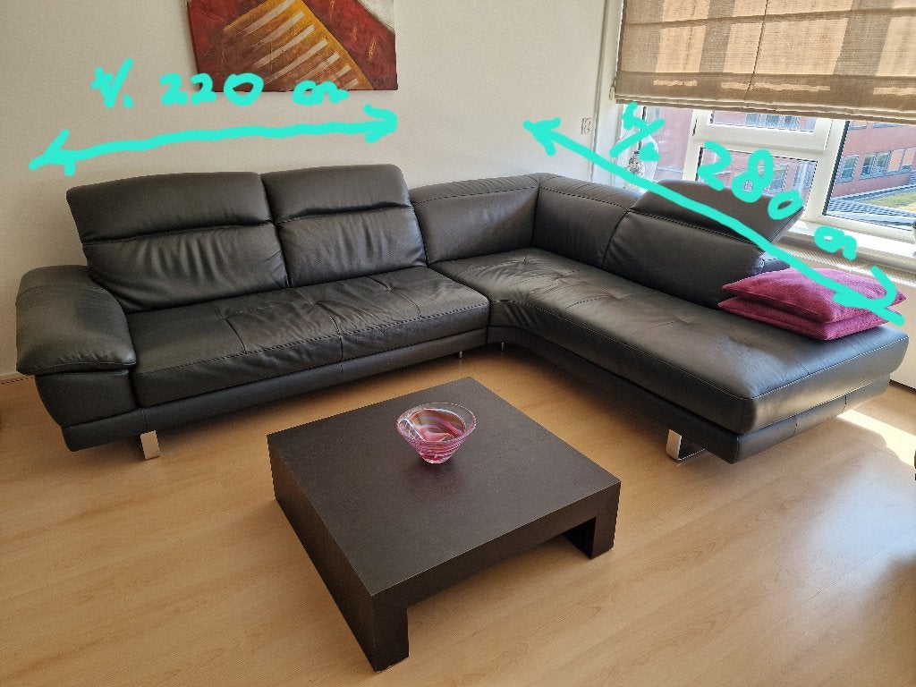 Leren bankstel, Huis en Inrichting, Ophalen, Gebruikt, Klassiek, Hoekbank