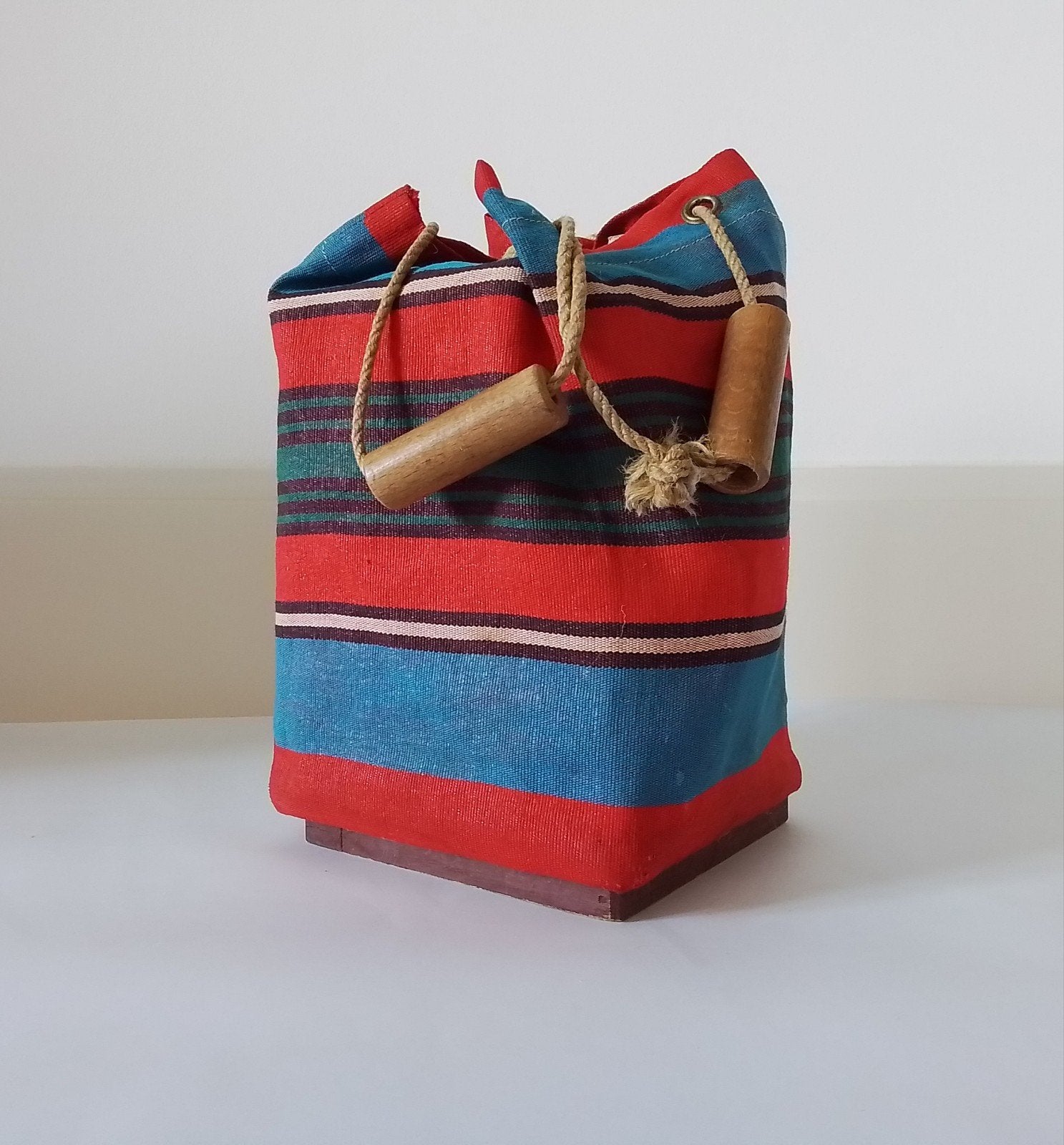 Vintage houten blokken met tas uit de jaren '50, 34 stuks, Ophalen of Verzenden, Gebruikt, Overige typen