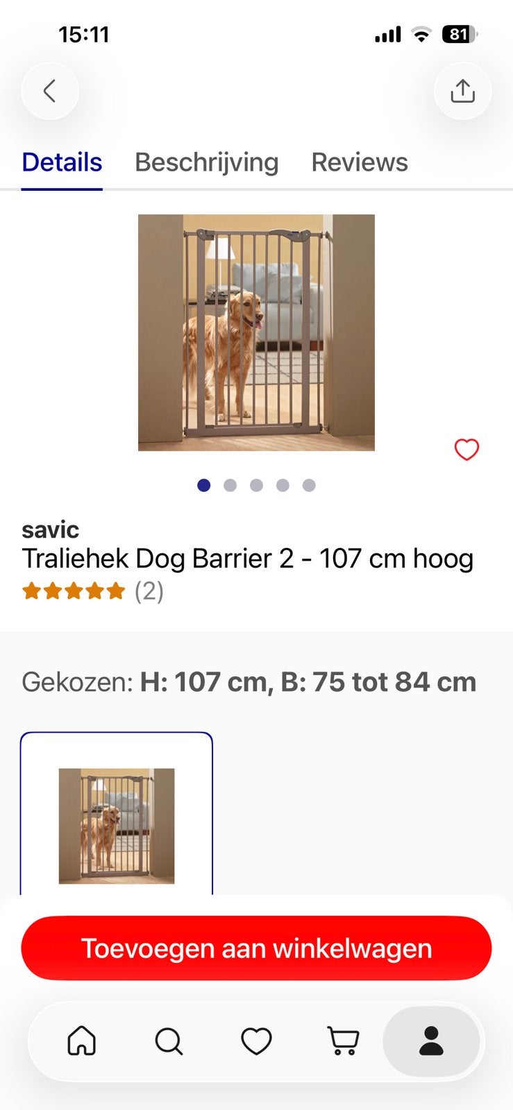 Hondenhek deur incl verlengstuk, Ophalen, Zo goed als nieuw, Overige typen
