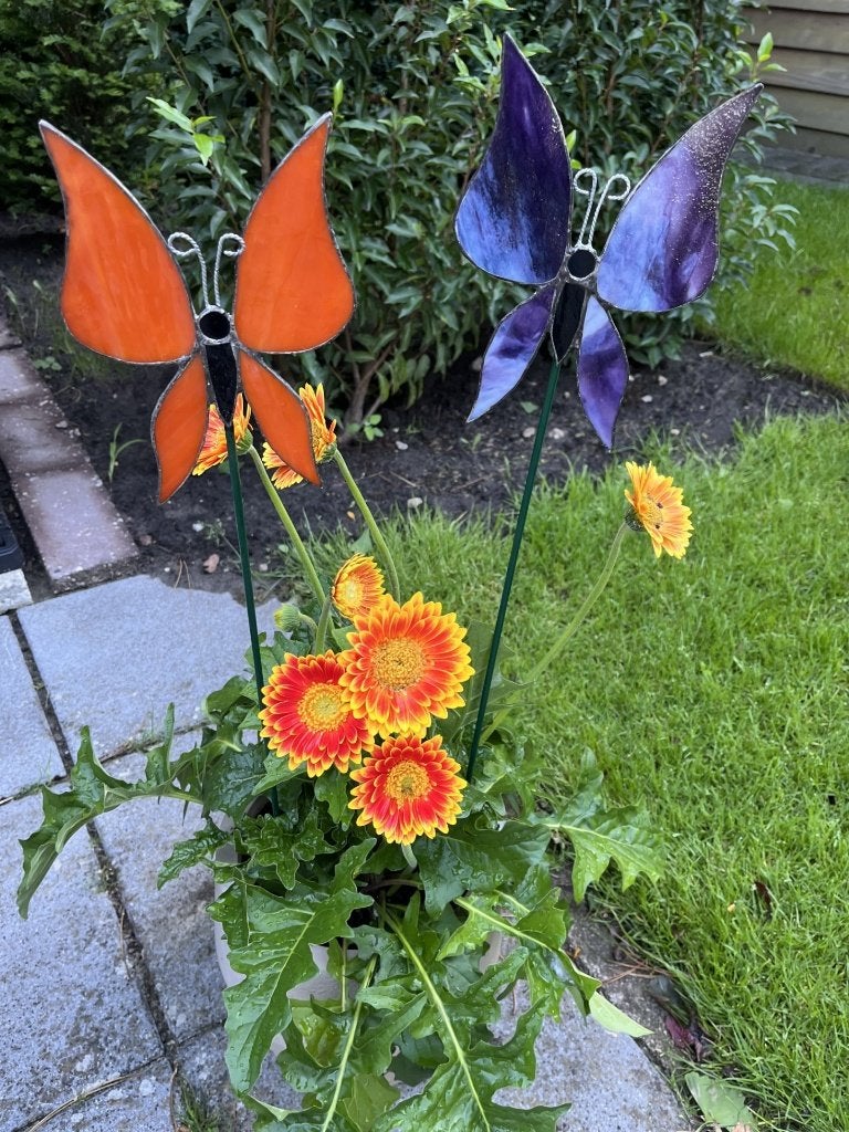 Vlinder tuinsteker tiffany glas vaderdag, Ophalen of Verzenden, Nieuw