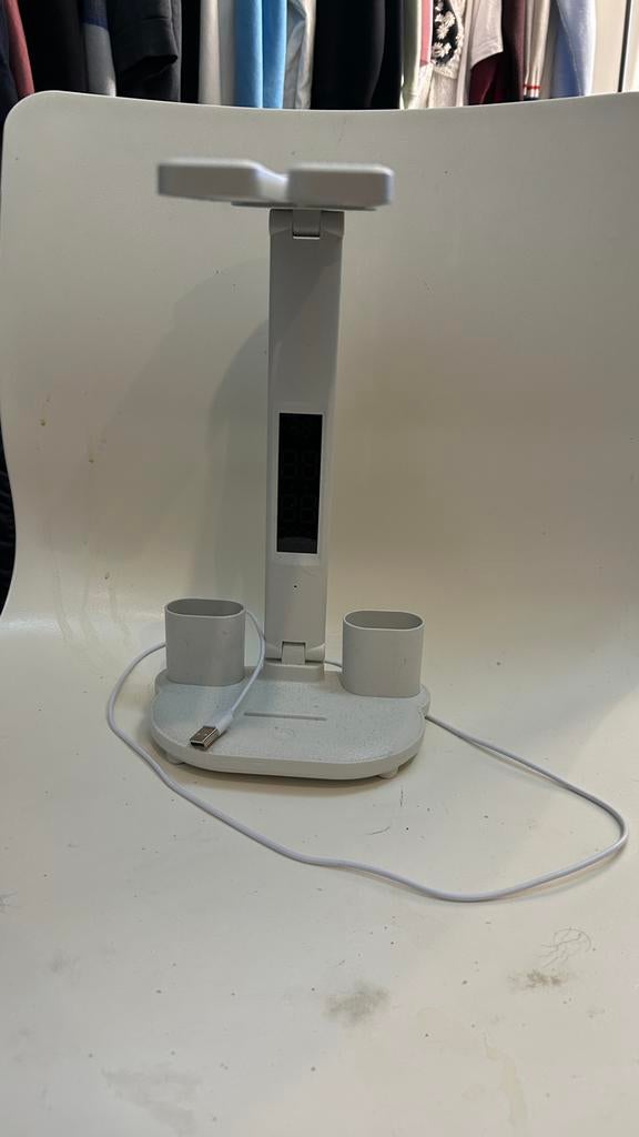 Bureaulamp met klok en pennenhouder, Huis en Inrichting, Lampen | Overige, Ophalen of Verzenden, Gebruikt