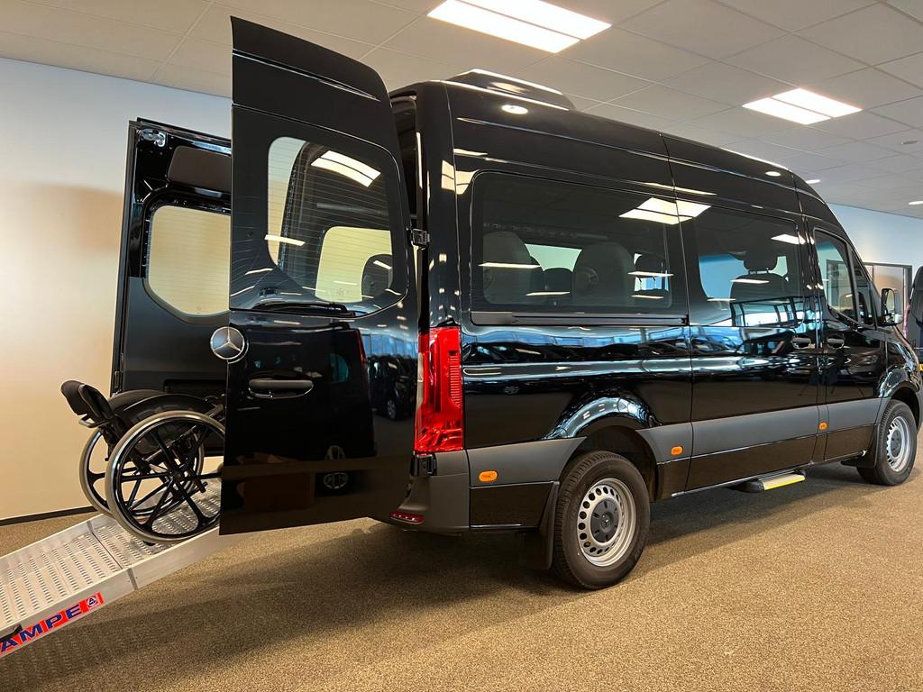 Mercedes Sprinter L2H2 Rolstoelbus Groepsvervoer 9-pers., Auto's, Bestelauto's, Automaat, Stof, Gebruikt, Zwart