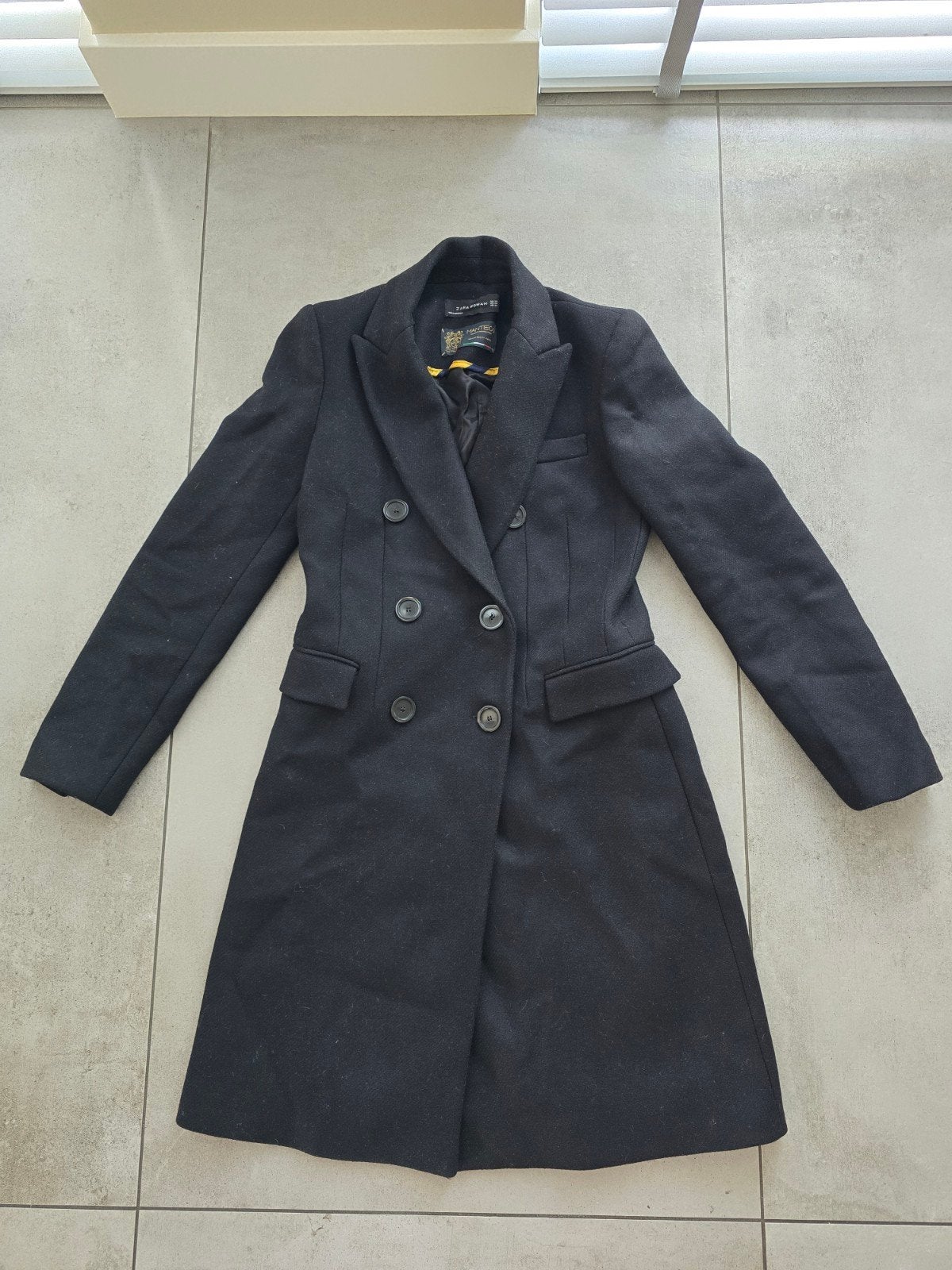 Zara Woman Manteco wollen jas Zwart - Maat XS, Kleding | Dames, Jassen | Winter, Zwart, Ophalen of Verzenden, Zo goed als nieuw