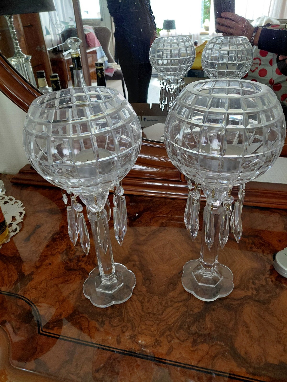 Set van 2 Chique Kristallook Windlichten / Kandelaars  Pegel, Ophalen of Verzenden, Kristal