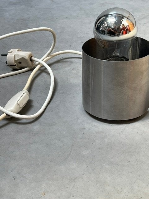 Vintage tafellamp RVS cilinder lampje jaren 70 design lamp, Gebruikt, ., ., Vintage