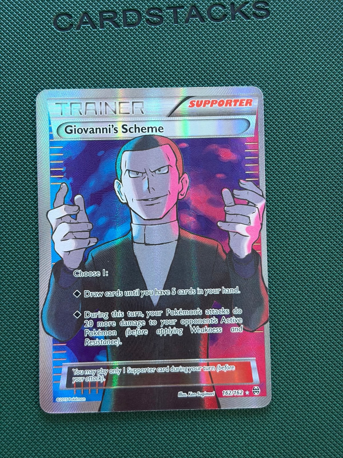 Pokémon Giovanni's Scheme (BKT 162) Trainer Kaart, Ophalen of Verzenden, Zo goed als nieuw, Losse kaart, Foil