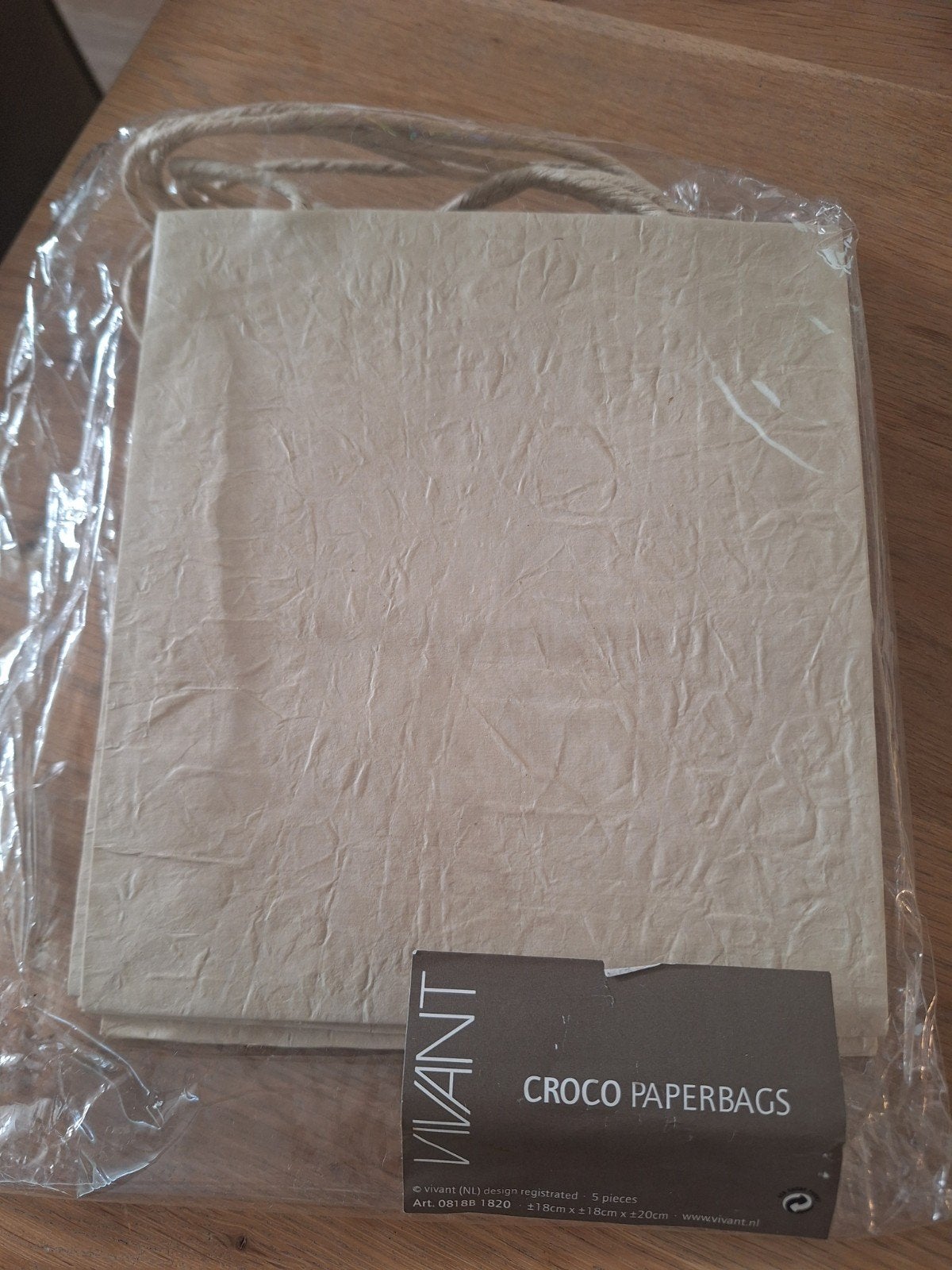 5 crème cadeautasjes met crocostructuur van Vivant, Ophalen of Verzenden, Nieuw, Beige