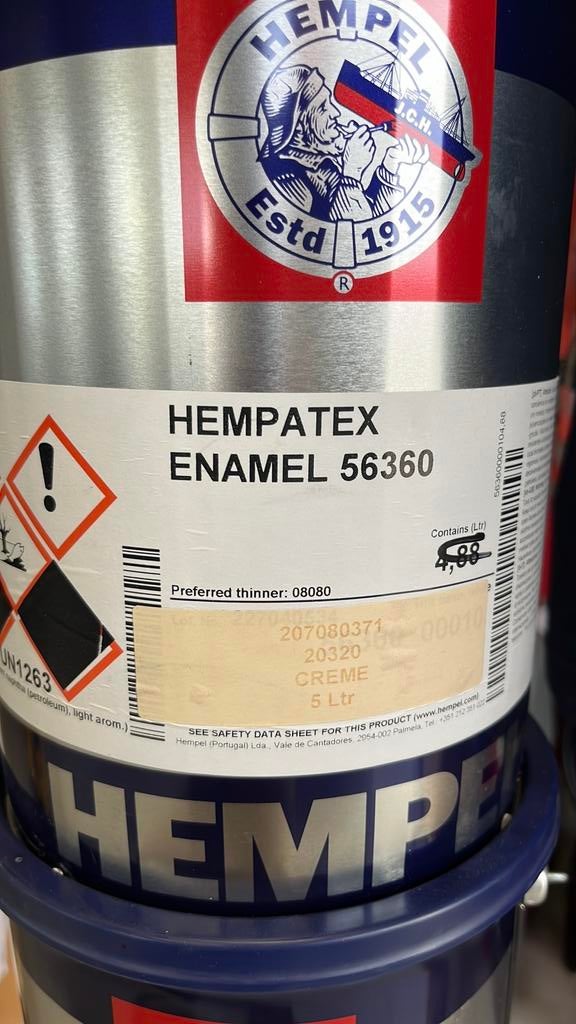Hempel Hempatex Enamel 56360 creme 20320, Ophalen, Overige kleuren, 5 tot 10 liter, Nieuw