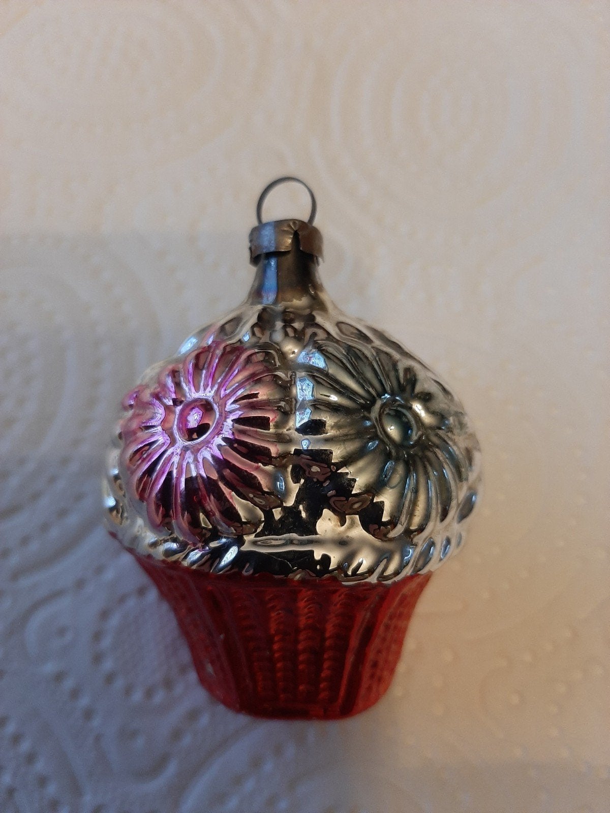 Vintage retro Antieke Kerstbal, Kerstornament glas oud., Diversen, Ophalen of Verzenden, Zo goed als nieuw