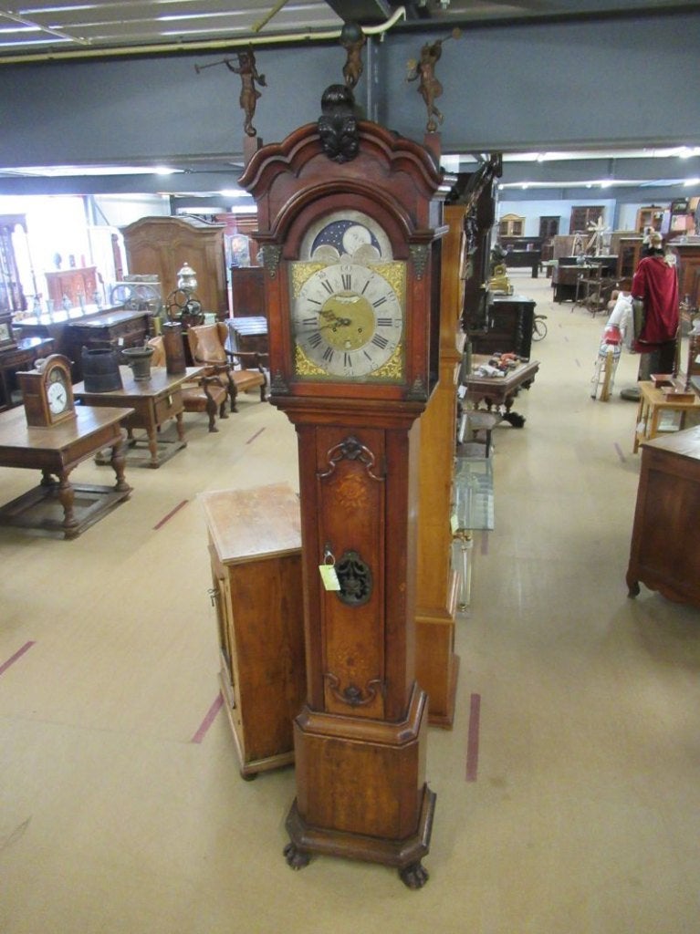 Oer 11823 ANTIEK 18e eeuws Amsterdams staand horloge, Ophalen