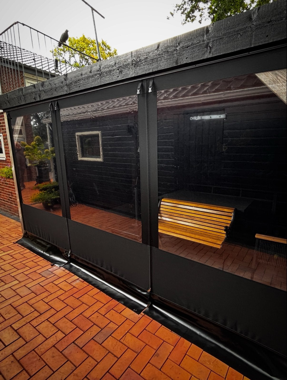 Terrasscherm/Windscherm 4,07m breed, 2,02m hoog, Ophalen, Overige typen, Nieuw, 150 tot 300 cm