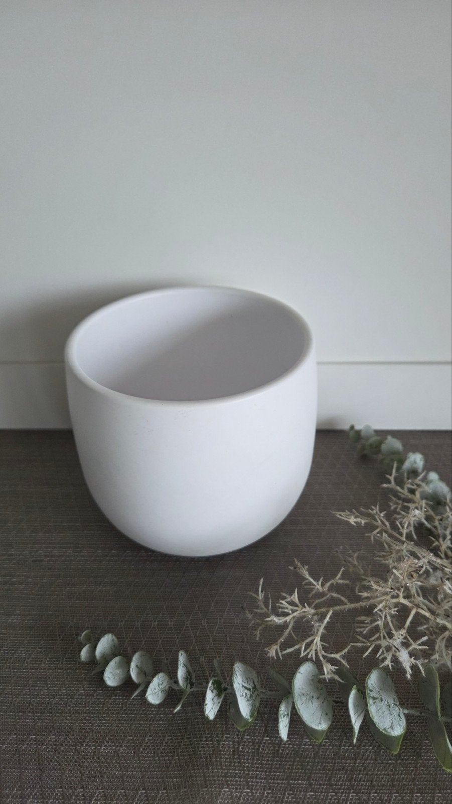 Keramische bloempot wit H:15cm B:15cm, Ophalen, Rond, Binnen, Zo goed als nieuw