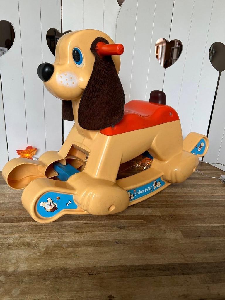 Vintage 1983 Fisher Price schommel hond, Ophalen of Verzenden, Gebruikt, Duw- of Trekspeelgoed