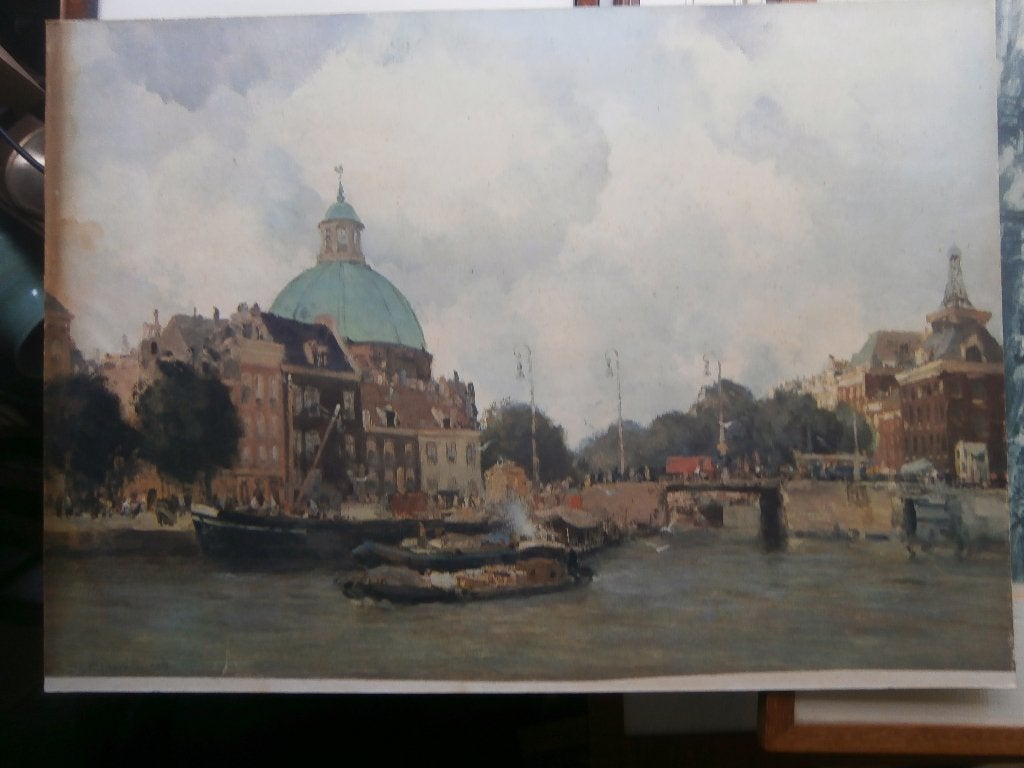 Mooie ingelijste Prent v/d Koepelkerk in Amsterdam, Ophalen, Expressionistisch, Overige onderwerpen