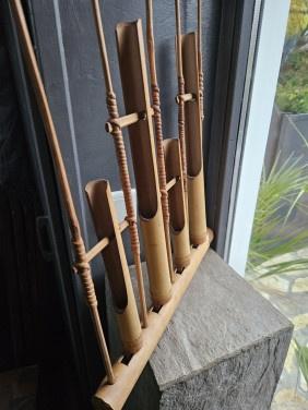 Mooi groot vintage angklung indonesisch bamboe muziekinstrum, Tuin en Terras, Tuinwanddecoratie, Gebruikt, Ophalen of Verzenden