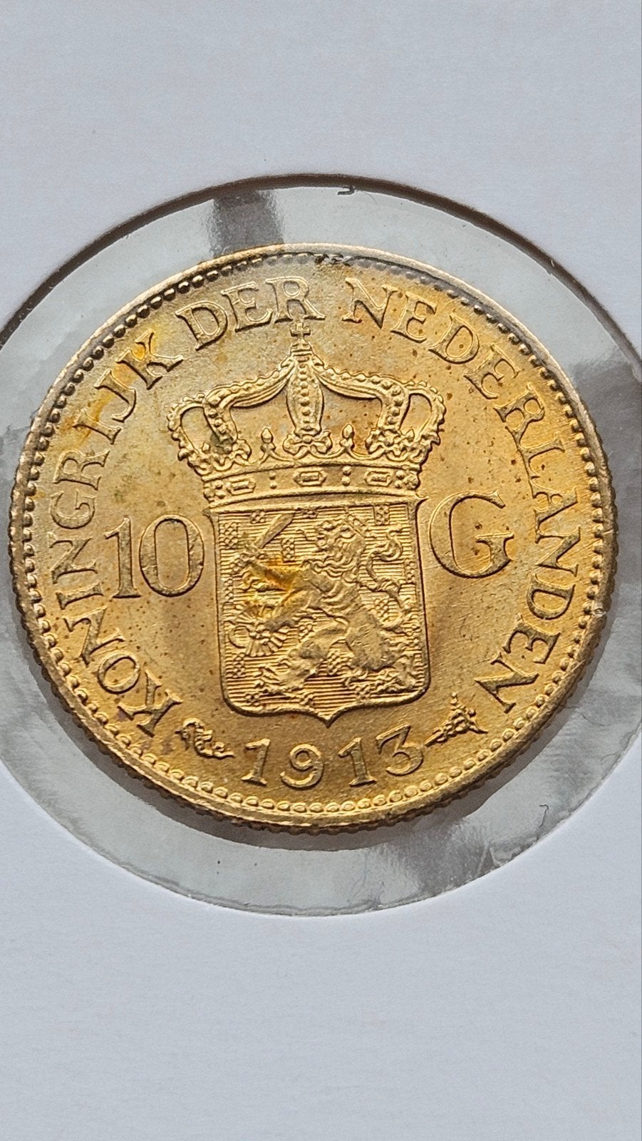 Gouden tientje 1913, Ophalen of Verzenden, Koningin Wilhelmina, 10 gulden, Goud