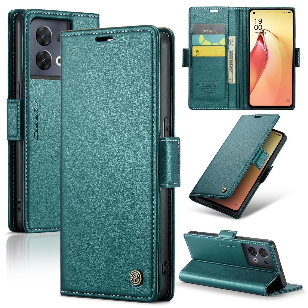 CaseMe Luxe Wallet Case voor OPPO Reno8 Pro 5G _ Groen, Verzenden, Nieuw, Hoesje of Tasje
