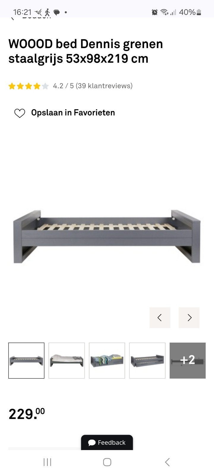 bed woood, Ophalen, Nieuw, 180 cm of meer, 85 tot 100 cm