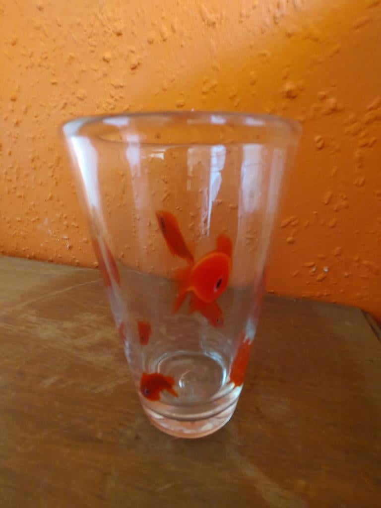 CRATE & BARREL Koi Goudvis Vis Highball Tumbler Dr, Ophalen, Zo goed als nieuw