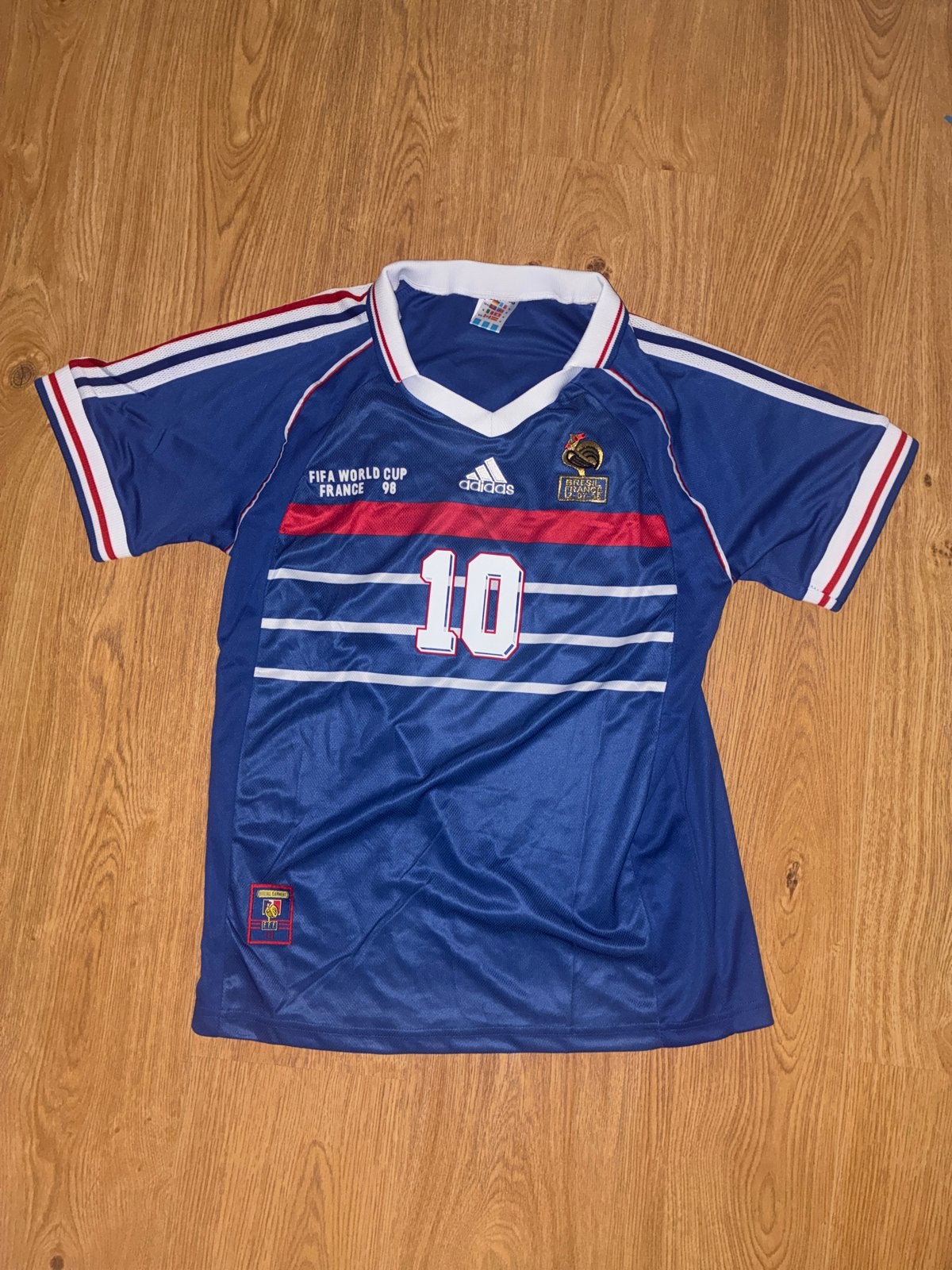 Adidas Frankrijk Zidane 10 WK 1998 Voetbalshirt Maat M, Ophalen of Verzenden, Voetbal, Gedragen, Maat 48/50 (M)