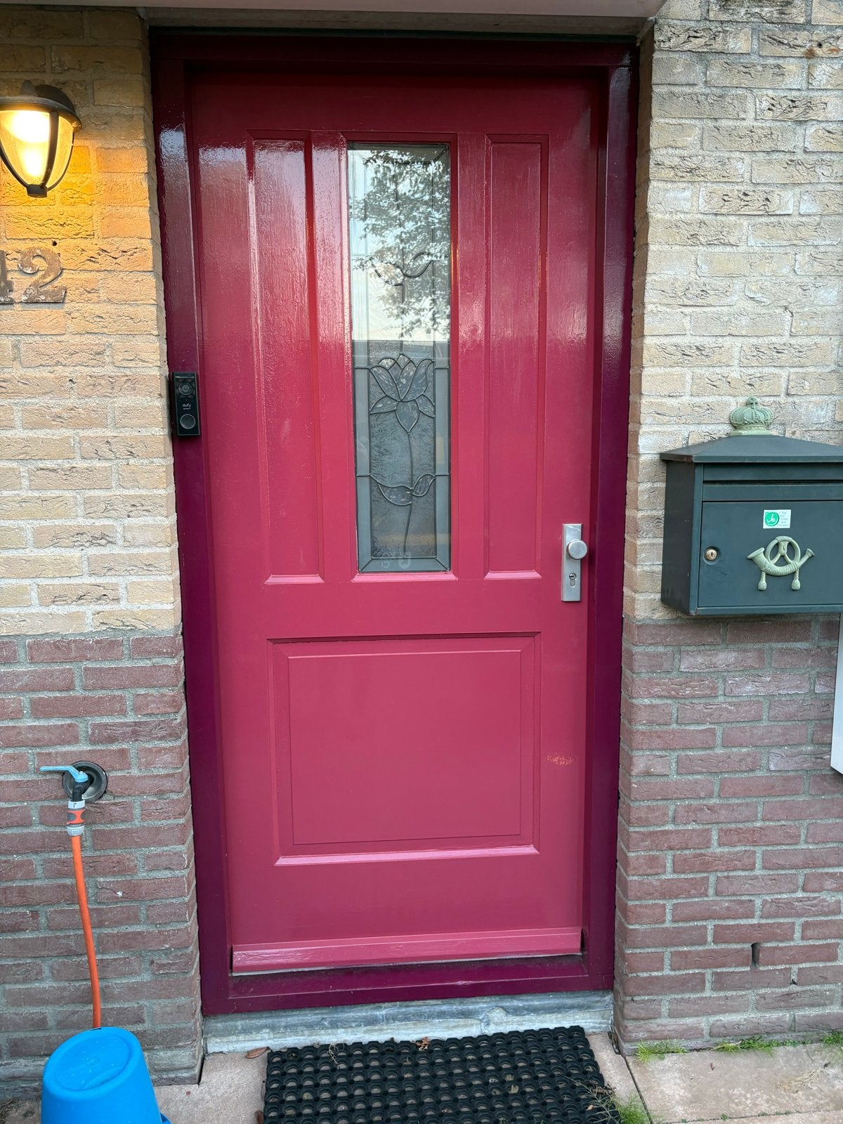 voordeur met glas-in-lood, Doe-het-zelf en Verbouw, Ophalen, Gebruikt, 80 tot 100 cm, Buitendeur