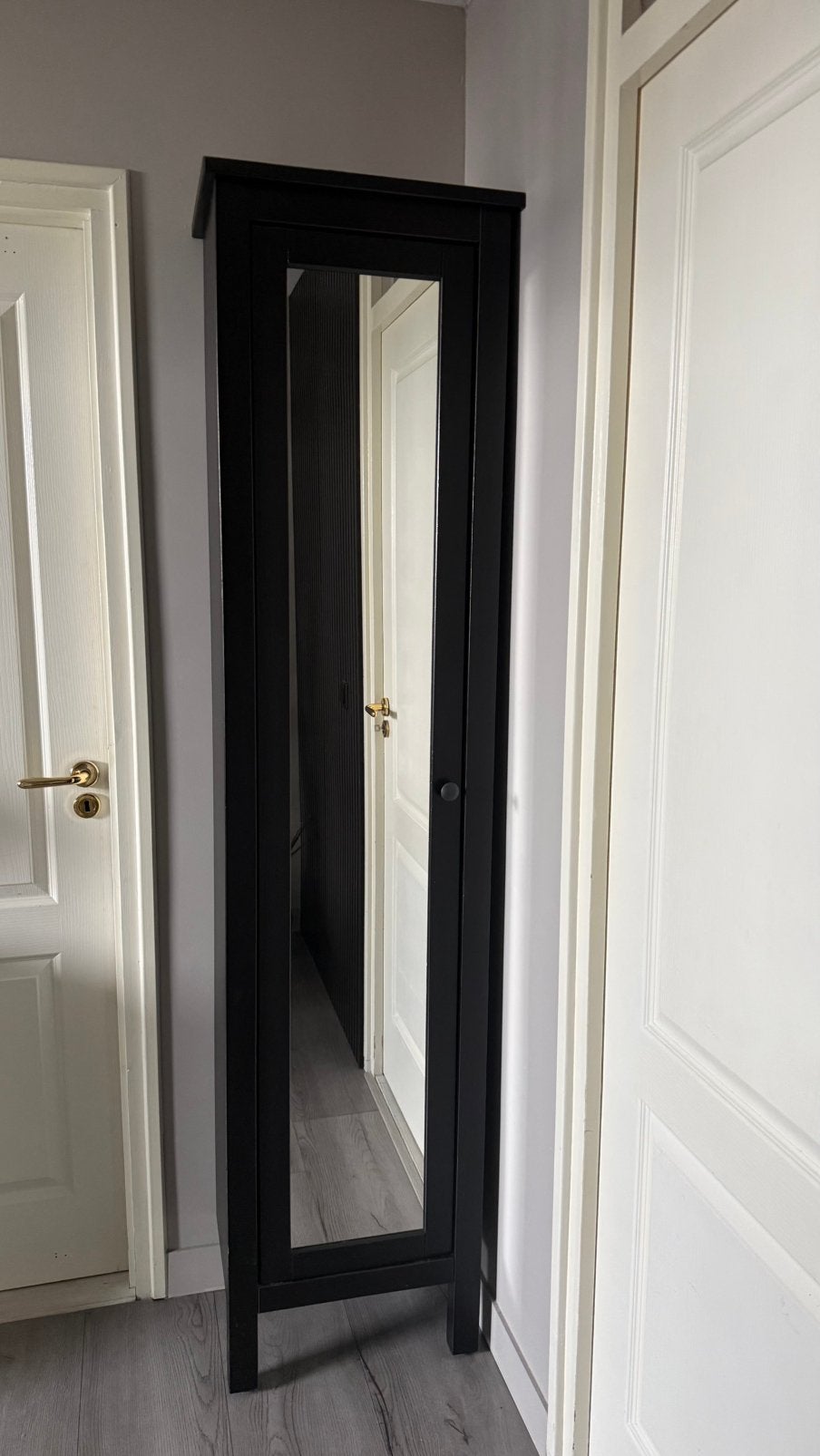 Zwarte spiegelkast, Huis en Inrichting, Ophalen, Zo goed als nieuw, Rechthoekig, 200 cm of meer