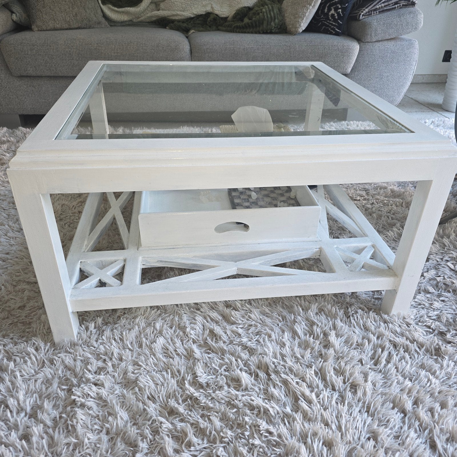 Rofra salontafel met glasplaat, Ophalen, Gebruikt, 100 tot 150 cm, Vierkant