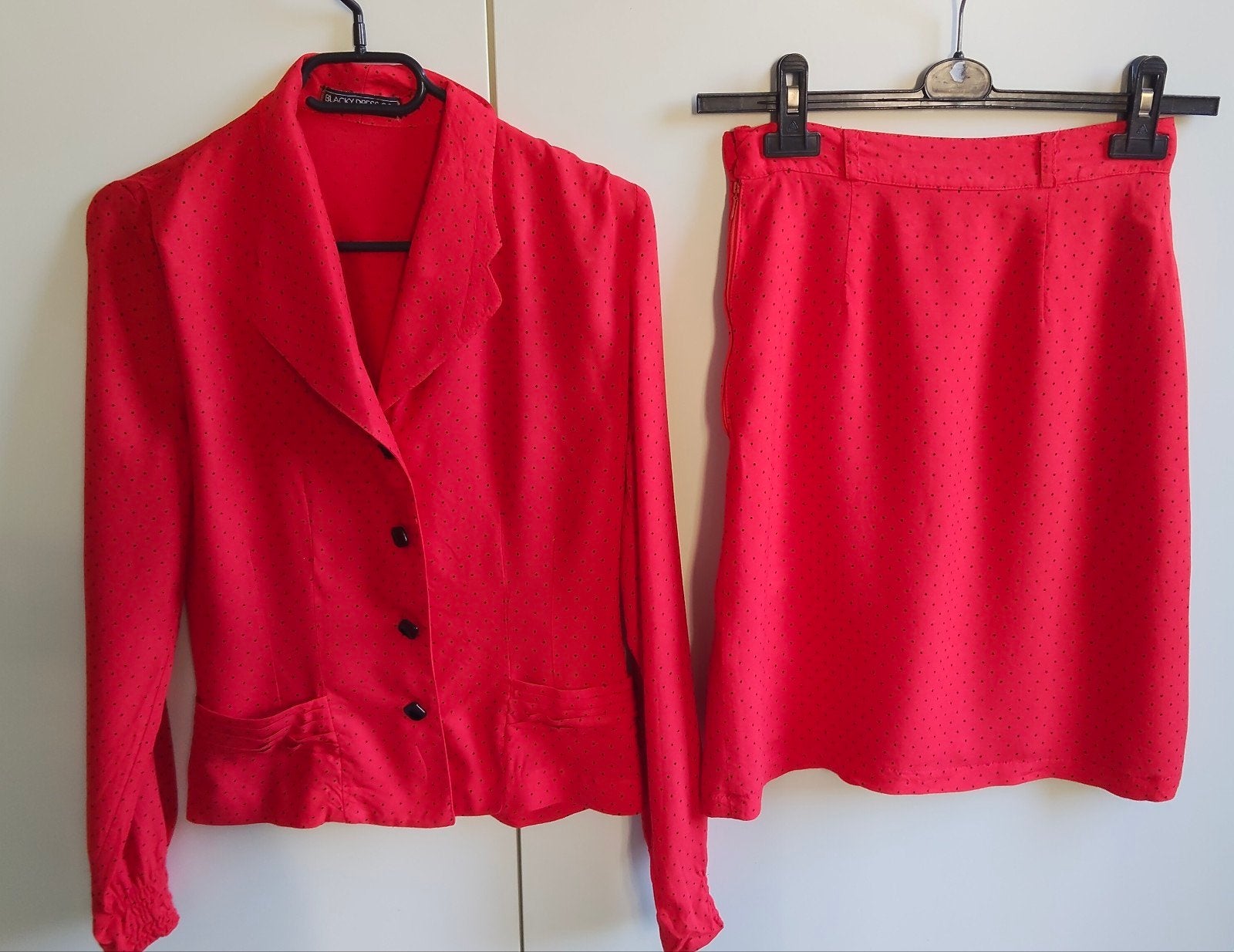 Vintage Blacky Dress set - rood met stippen - maat 36, Ophalen of Verzenden, Maat 36 (S), Gedragen, Rood