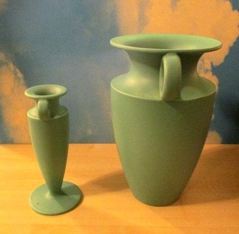 Design keramiek aardewerk vazen mat groen vaas, Ophalen of Verzenden
