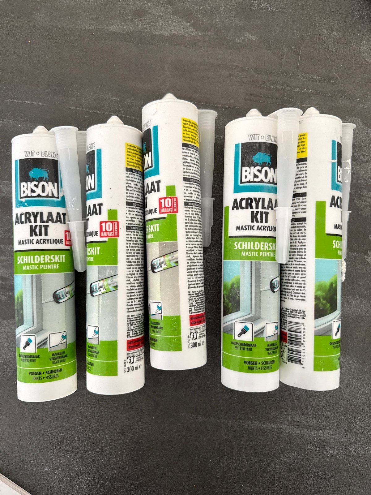 Bison Acrylaat Kit Schilderskit Wit 300ml (5 stuks), Ophalen, Nieuw, Overige typen