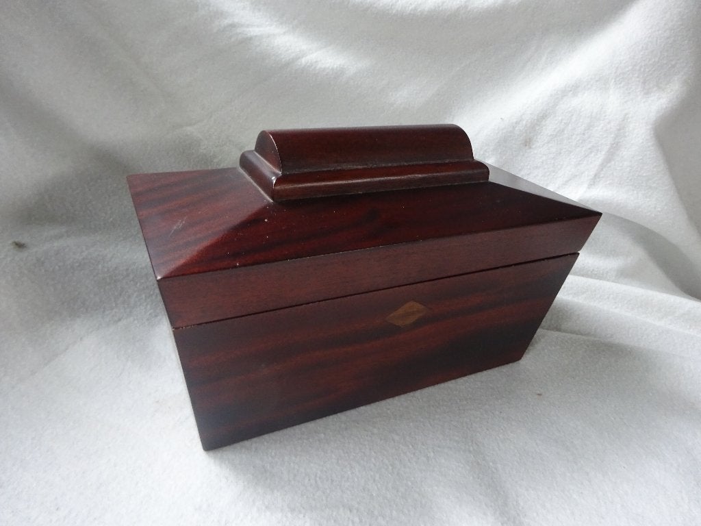 Mahonie houten Tea caddy dubbel, Vintage., Ophalen of Verzenden