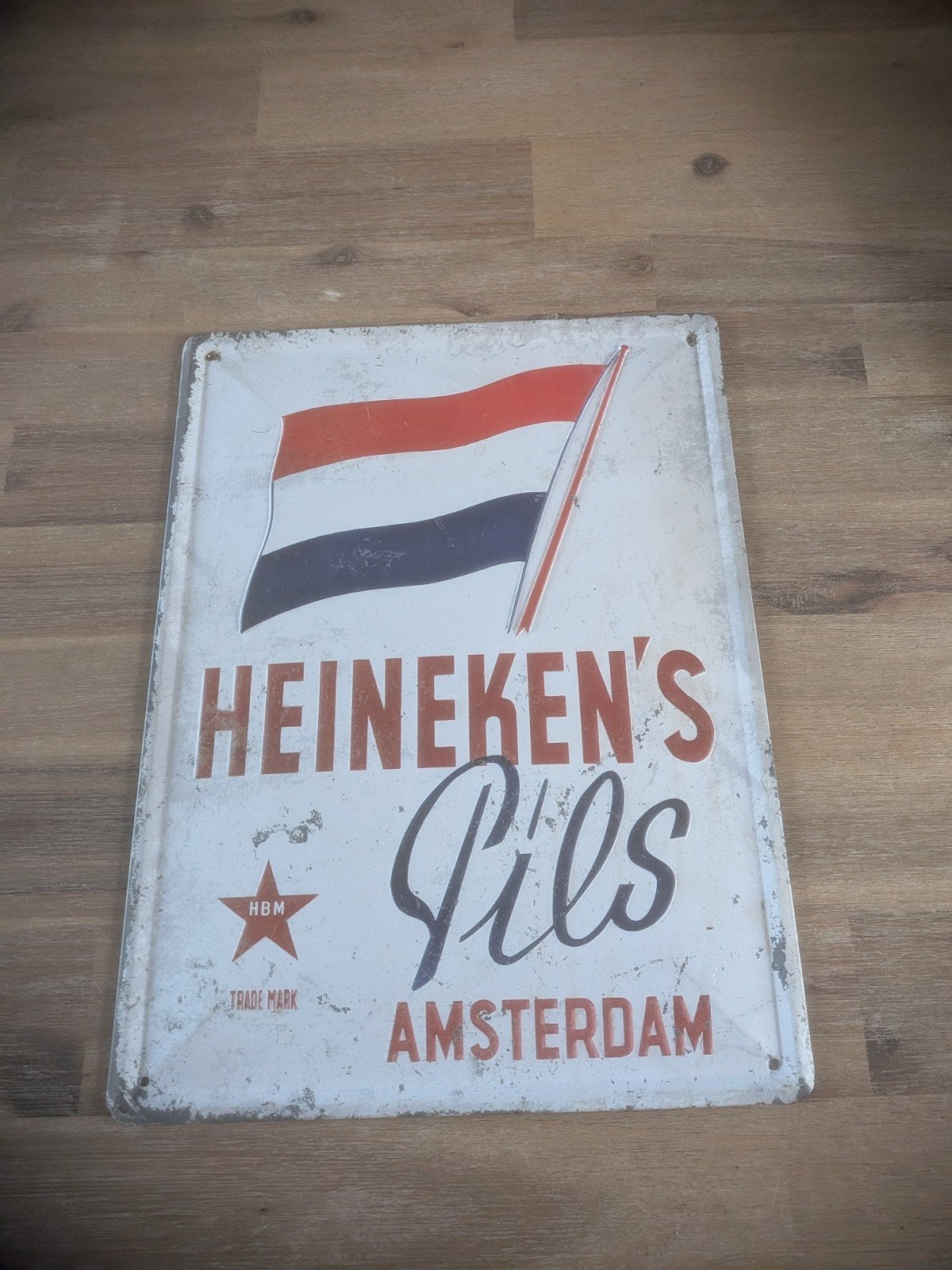 Vintage Heineken's Pils Amsterdam Reclamebord, Verzamelen, Ophalen of Verzenden